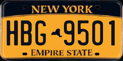 NY license plate HBG9501