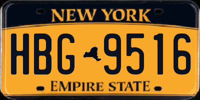 NY license plate HBG9516