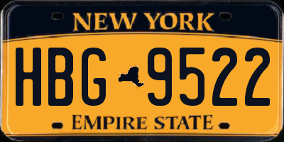 NY license plate HBG9522