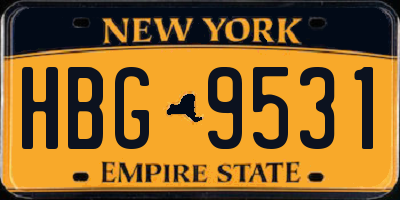 NY license plate HBG9531