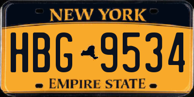NY license plate HBG9534