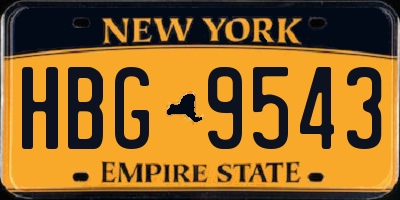 NY license plate HBG9543