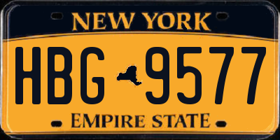 NY license plate HBG9577
