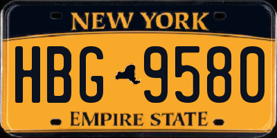 NY license plate HBG9580
