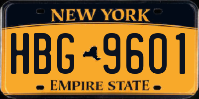 NY license plate HBG9601