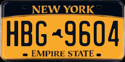 NY license plate HBG9604