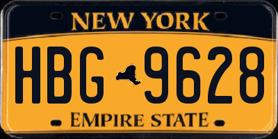 NY license plate HBG9628