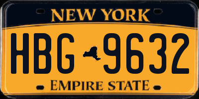 NY license plate HBG9632