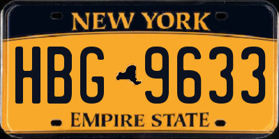 NY license plate HBG9633