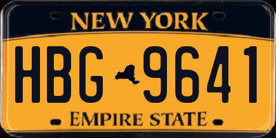 NY license plate HBG9641