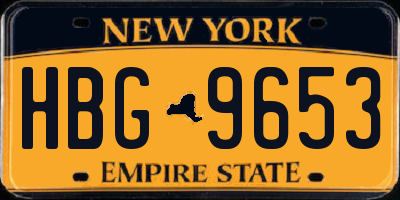 NY license plate HBG9653
