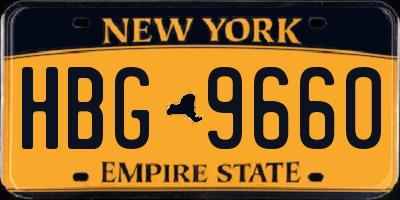 NY license plate HBG9660