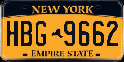 NY license plate HBG9662