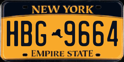 NY license plate HBG9664