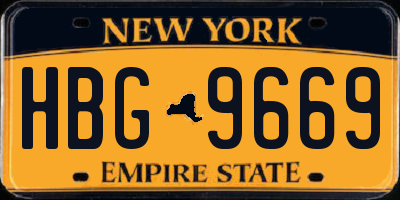 NY license plate HBG9669