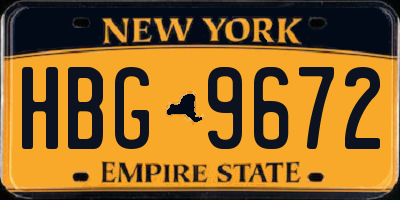 NY license plate HBG9672