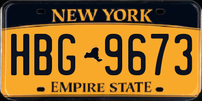 NY license plate HBG9673