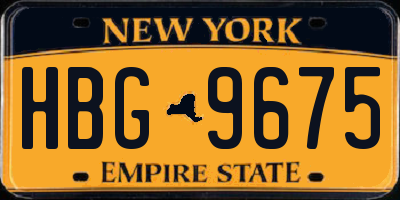 NY license plate HBG9675