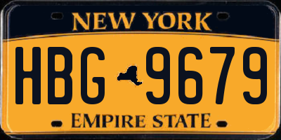 NY license plate HBG9679