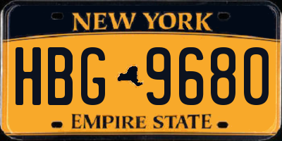NY license plate HBG9680