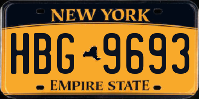 NY license plate HBG9693