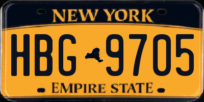 NY license plate HBG9705