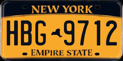 NY license plate HBG9712