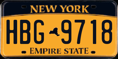 NY license plate HBG9718