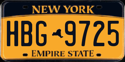 NY license plate HBG9725