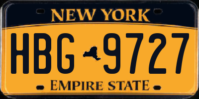 NY license plate HBG9727
