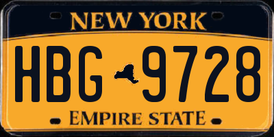 NY license plate HBG9728