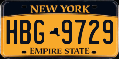 NY license plate HBG9729