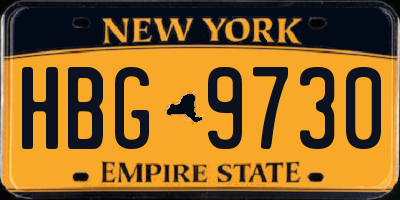 NY license plate HBG9730