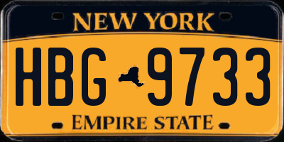 NY license plate HBG9733