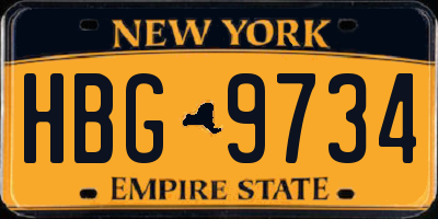 NY license plate HBG9734