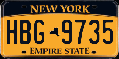 NY license plate HBG9735