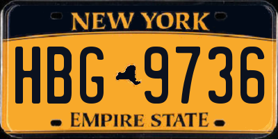 NY license plate HBG9736