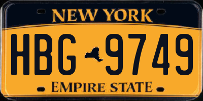NY license plate HBG9749