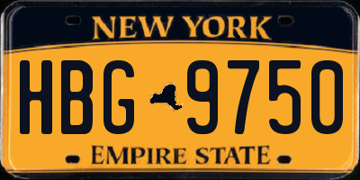 NY license plate HBG9750