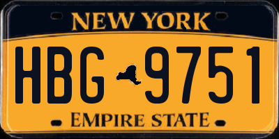 NY license plate HBG9751