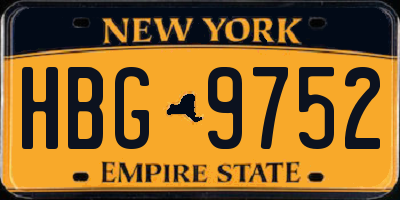 NY license plate HBG9752