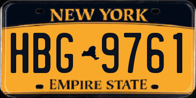 NY license plate HBG9761