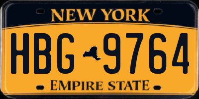 NY license plate HBG9764