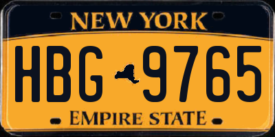 NY license plate HBG9765