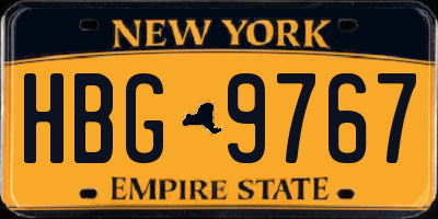 NY license plate HBG9767