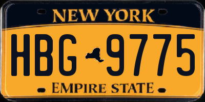 NY license plate HBG9775