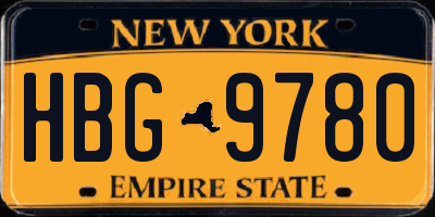 NY license plate HBG9780