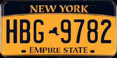 NY license plate HBG9782