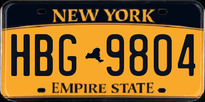 NY license plate HBG9804