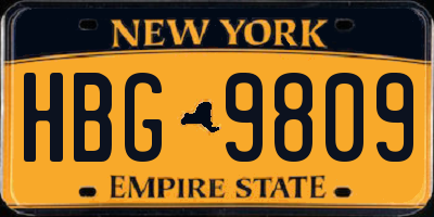 NY license plate HBG9809
